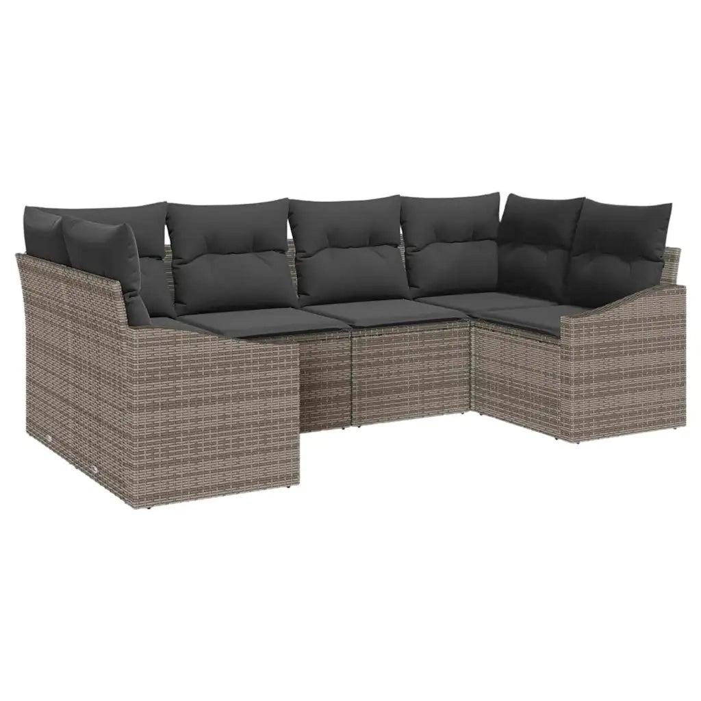 Set Divano da Giardino 6 pcs Grigio polyrattan 3355528