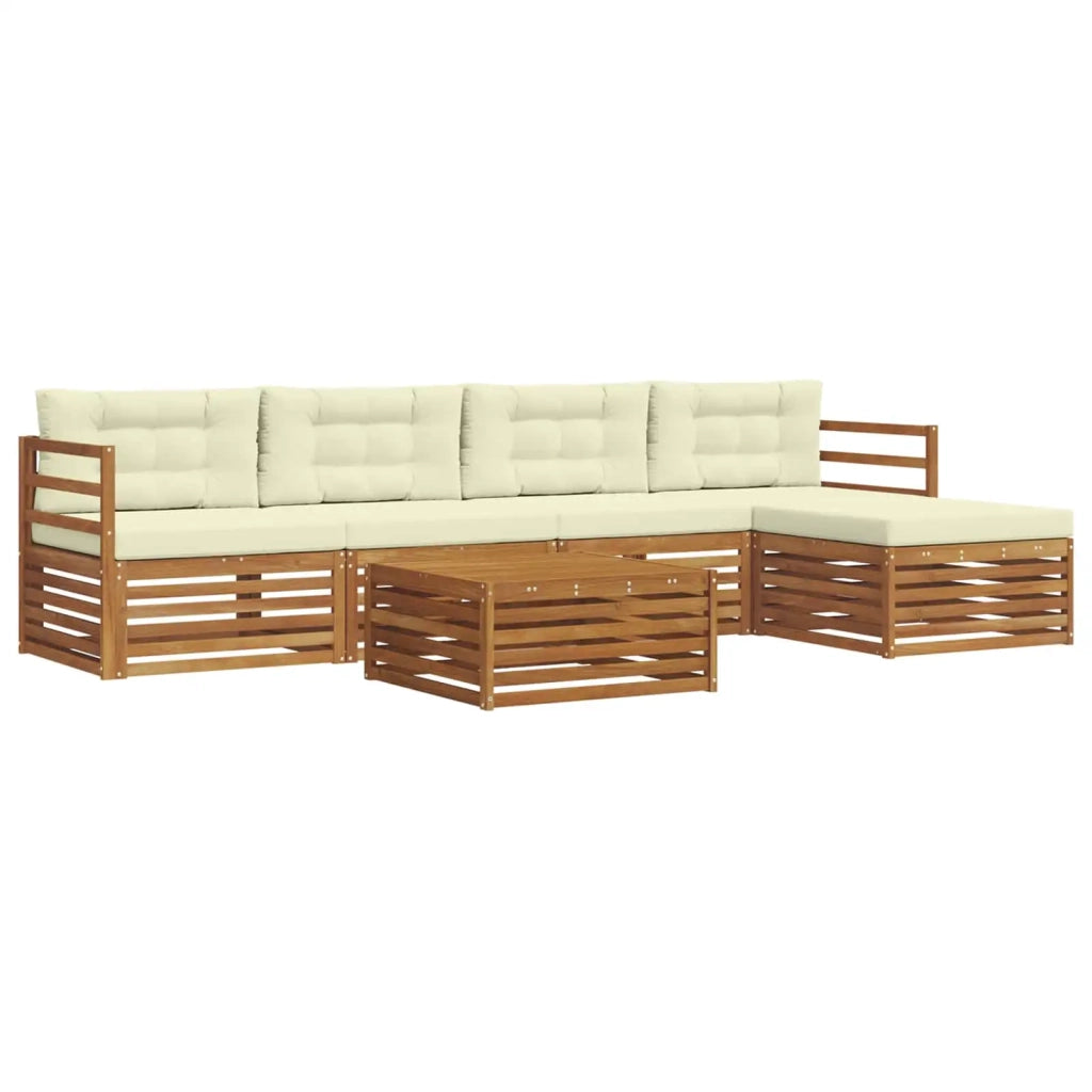 Set di divani da esterno con cuscino 6 pcs Naturale e Crema 3373320