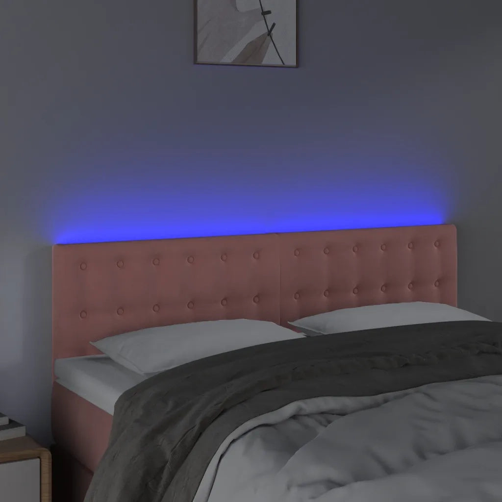 Testiera | Testata a LED Rosa 144x5x78/88 cm in Velluto