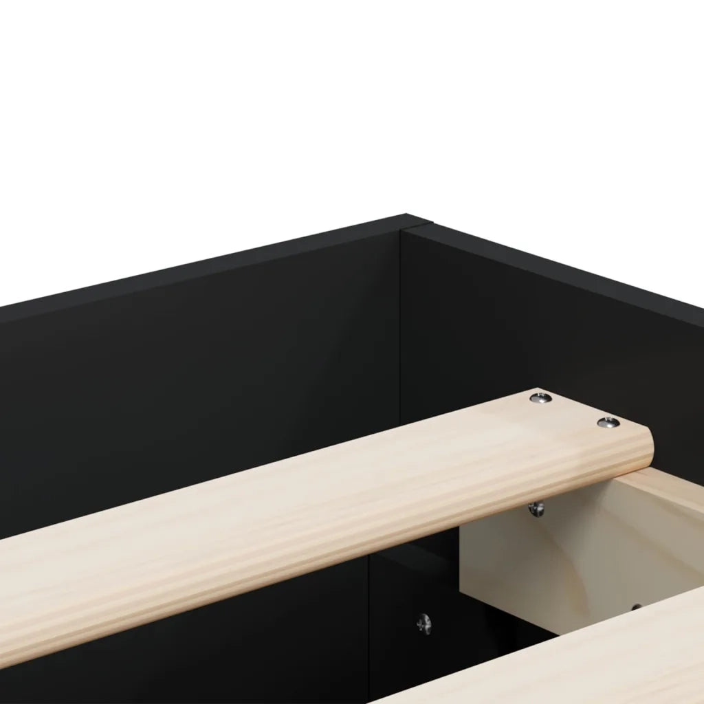 Giroletto con Cassetti-Struttura Letto con contenitore Nero 120x190 cm in Legno Multistrato 134529