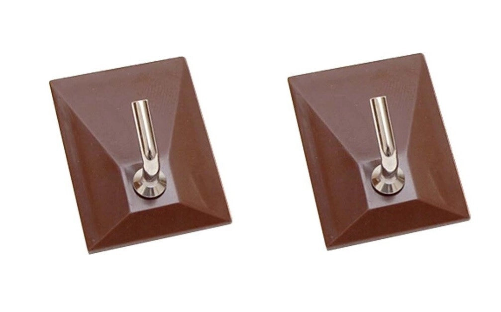 Set 2 Pezzi Gancio Adesivo 1 Posto Marrone