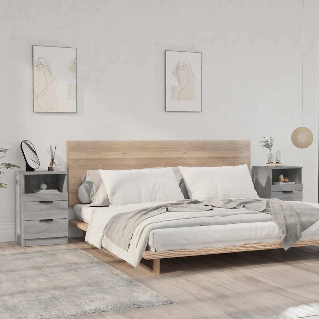 Comodini 2 pz-Set di 2 Tavolino da notte Grigio Sonoma in Legno Multistrato 721354