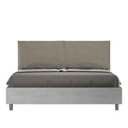 BS COM Letto matrimoniale senza rete 160x200 cemento cuscini similpelle cappuccino