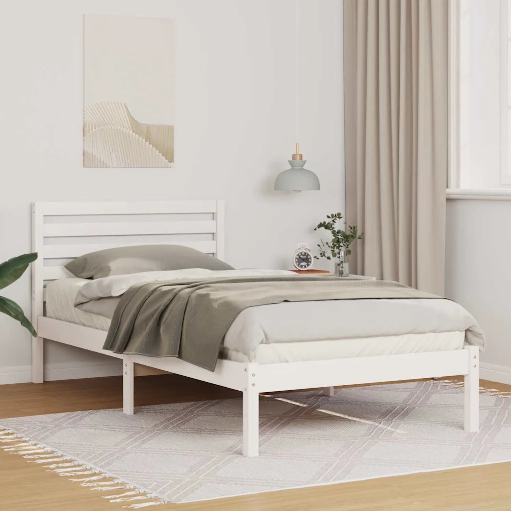 Letto singolo | Letto per adulti | Struttura del letto Bianco 100 x 200 cm Pino massello