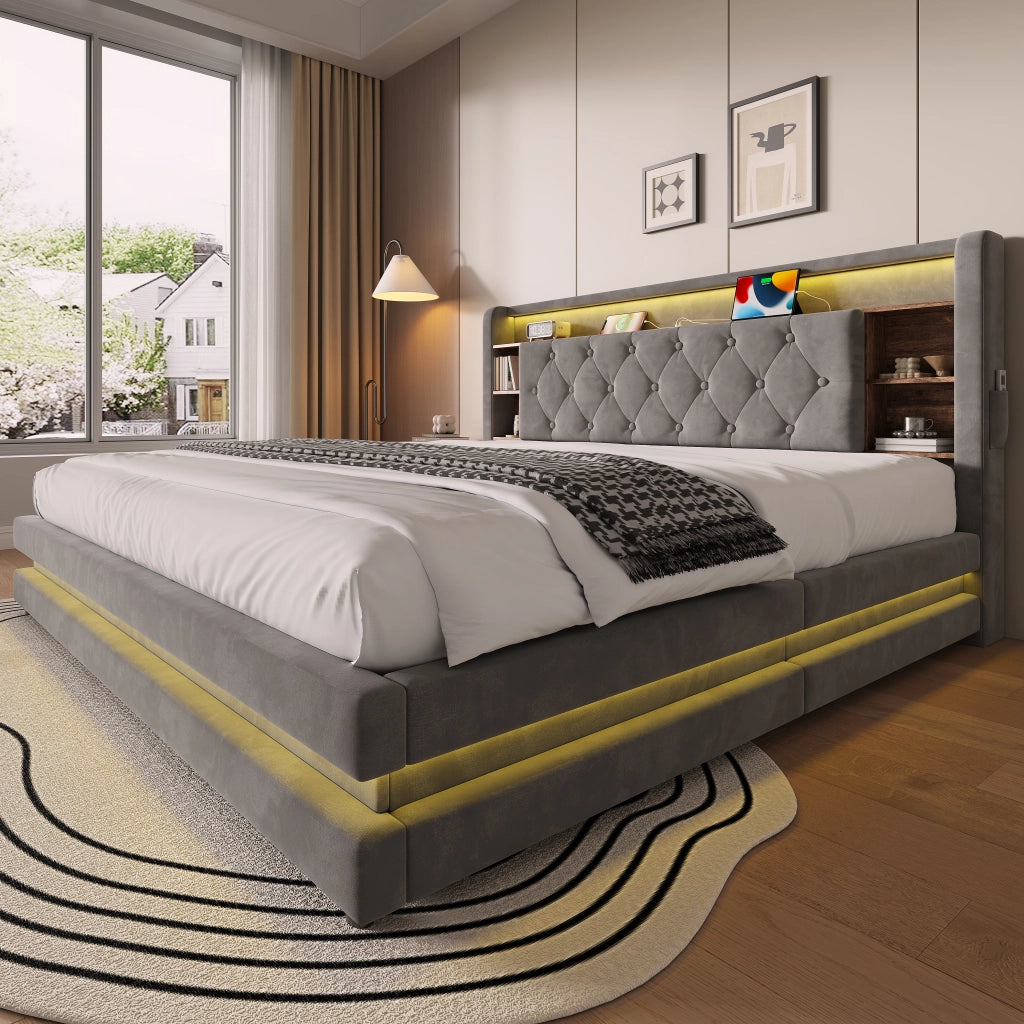 letto imbottito velluto grigio scuro 180 x 200 cm