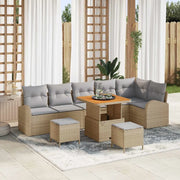 Set Divano da Giardino con cuscino 9 pcs Beige e Grigio Chiaro