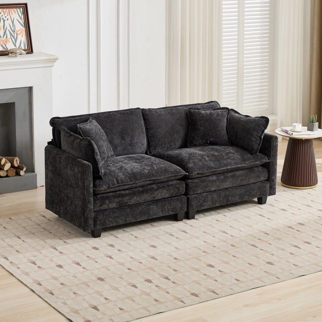 Divano Cloud Sezionale Moderno - Zephmum- per Soggiorno Camera da Letto Appartamento, Tessuto Chenille Traspirante, Nero