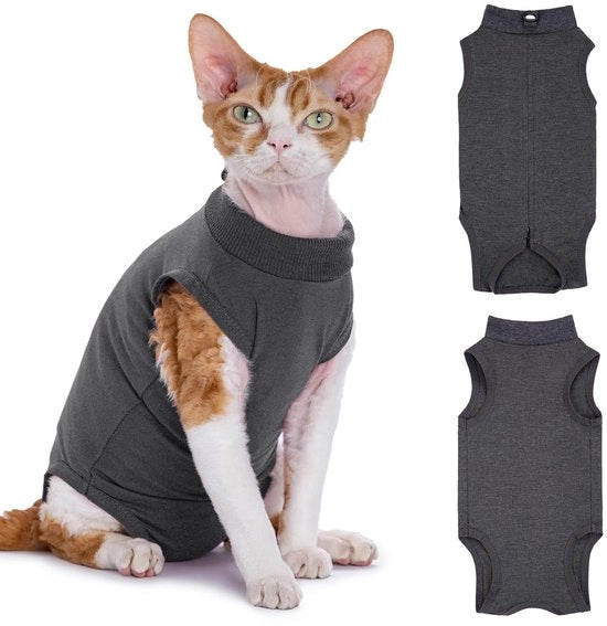 Kit di cura per gatti - Corpo di cura professionale - Cerniera posteriore - Corda regolabile - Protezione per ferite - Recupero confortevole - Corpo di cura per gatti
