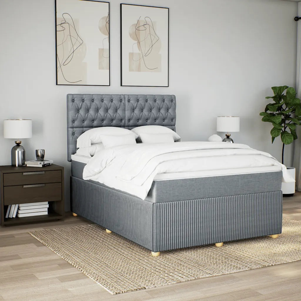 Giroletto a Molle con Materasso Grigio Chiaro 140x200cm Tessuto 3294386
