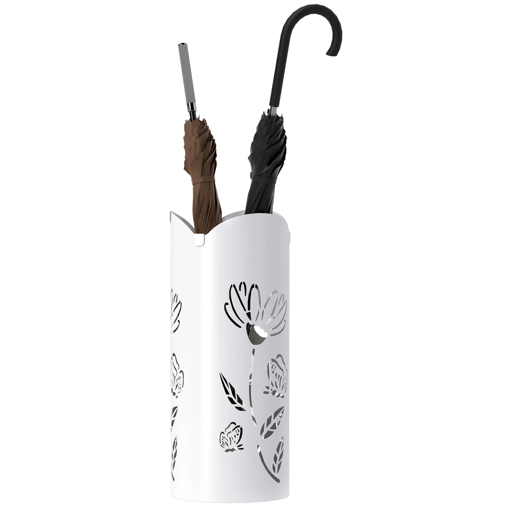Portaombrelli con 4 Ganci e Vassoio Antigoccia ¨C Xylo ¨C Acciaio Bianco 17x17x41 cm