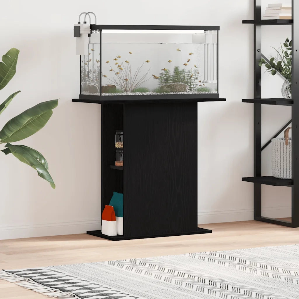 Supporto per acquario in rovere nero 75x36x72,5 cm in legno ingegnerizzato 862158