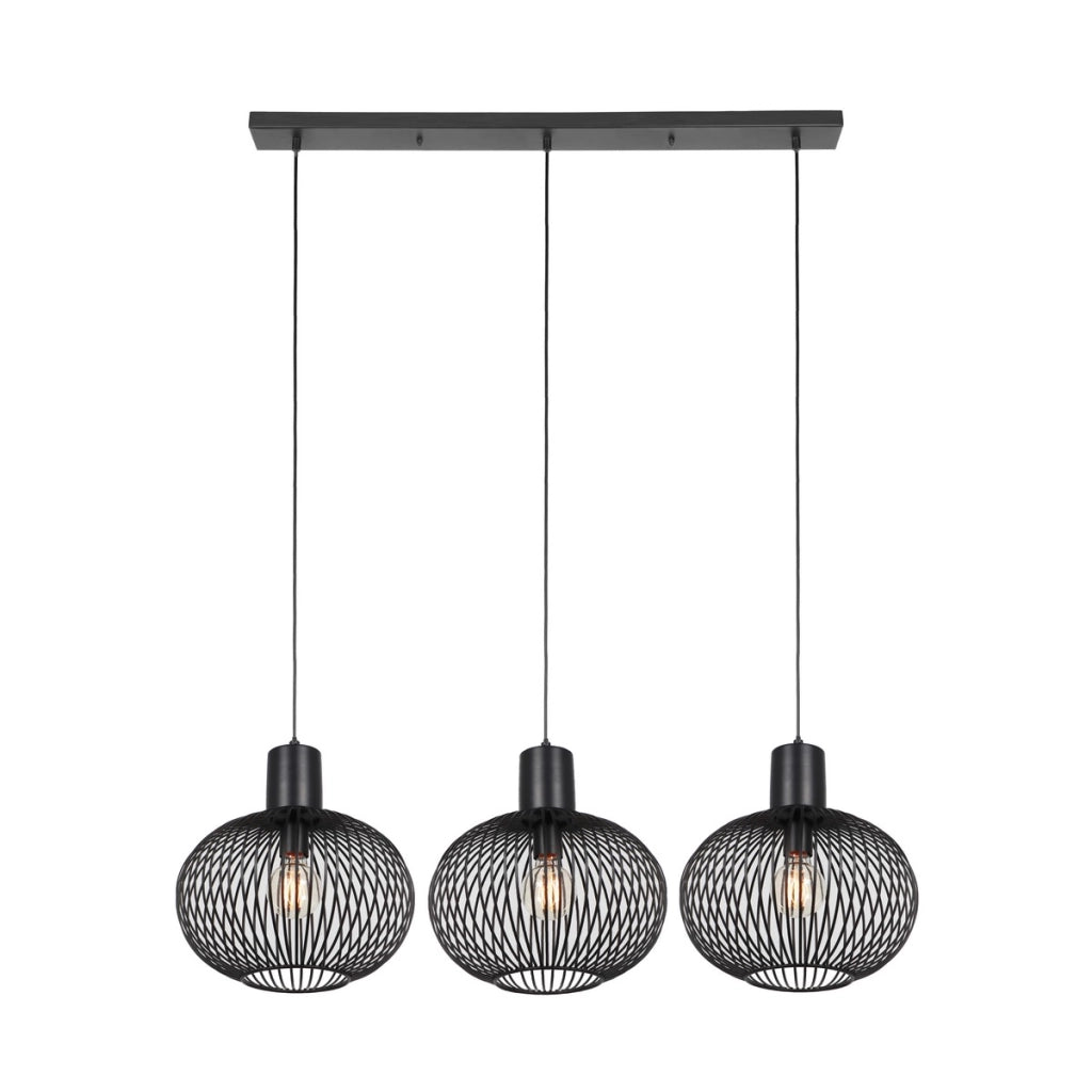 Lampada a sospensione loft nera metallo Gila Trio 3xE27