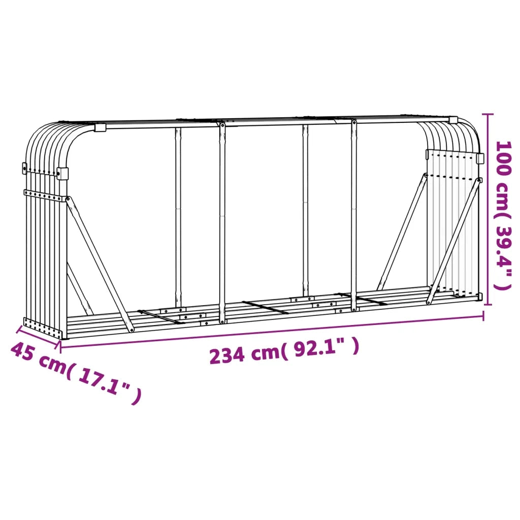 Portaceppi Effetto Legno 234x45x100 cm in Acciaio Zincato CFW1144595