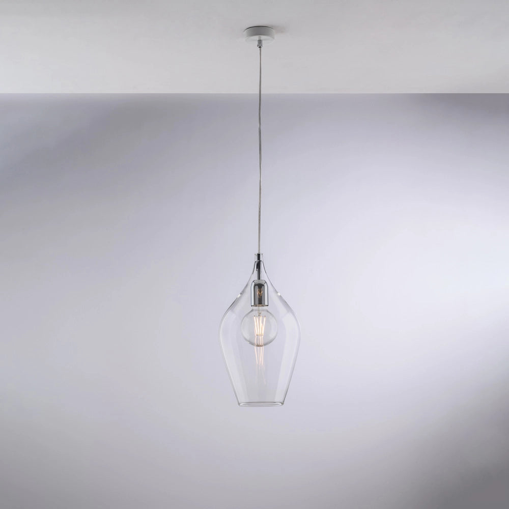 Ares Sospensione in ferro con vetro trasparente pyrex 1 luce 142 Ø20 BL273-S1-TR