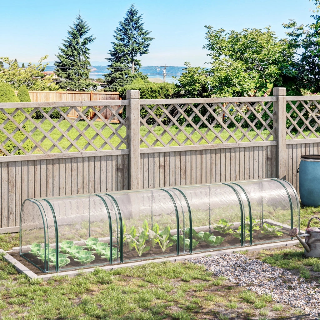 Serra Tunnel da Giardino ¨C Xylo ¨C 395x100x80 cm Acciaio PVC Trasparente Verde