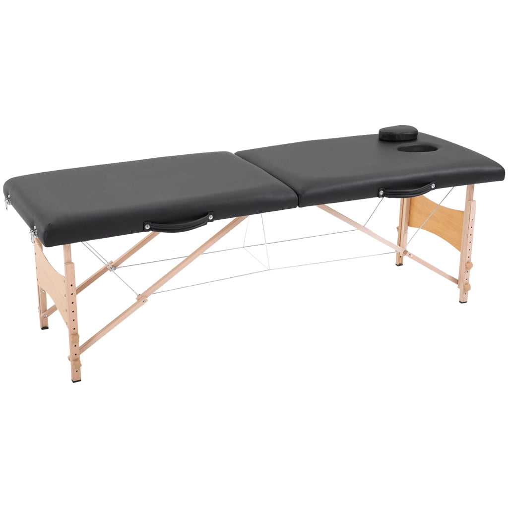Lettino Massaggio Regolabile con Cuscino Rimovibile ¨C Minimal ¨C Nero 186x60x58-81 cm