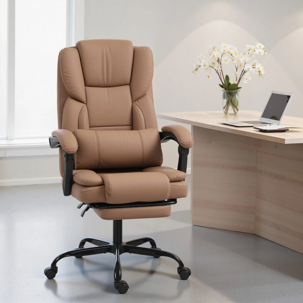 Sedia da ufficio ergonomica ¨C Minimal ¨C marrone, schienale reclinabile, altezza regolabile, 65x67x111-119cm