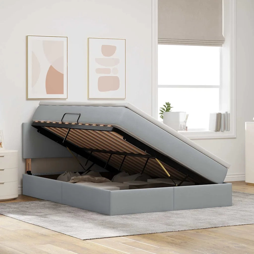 Letto con contenitore e materasso Grigio chiaro 140 x 190 cm 3370443