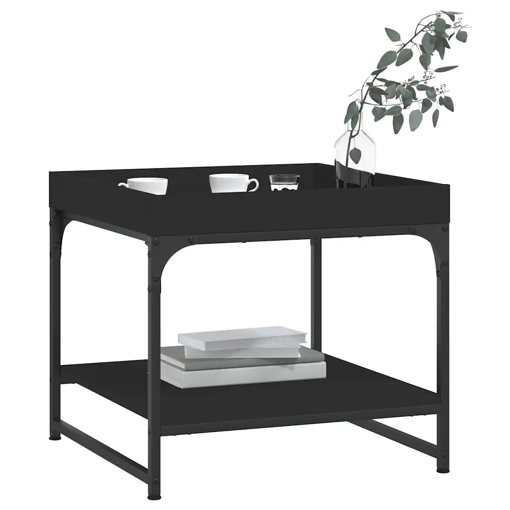 Tavolino da Salotto-Tavolino da soggiorno-Tavolo Nero 49,5x49,5x45 cm in Legno Multistrato