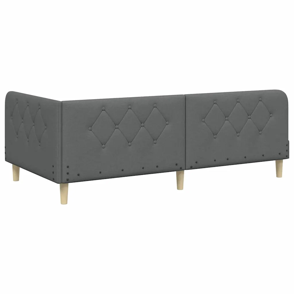 Cornice del letto ad angolo Grigio scuro 90 x 200 cm Tessuto 42016570