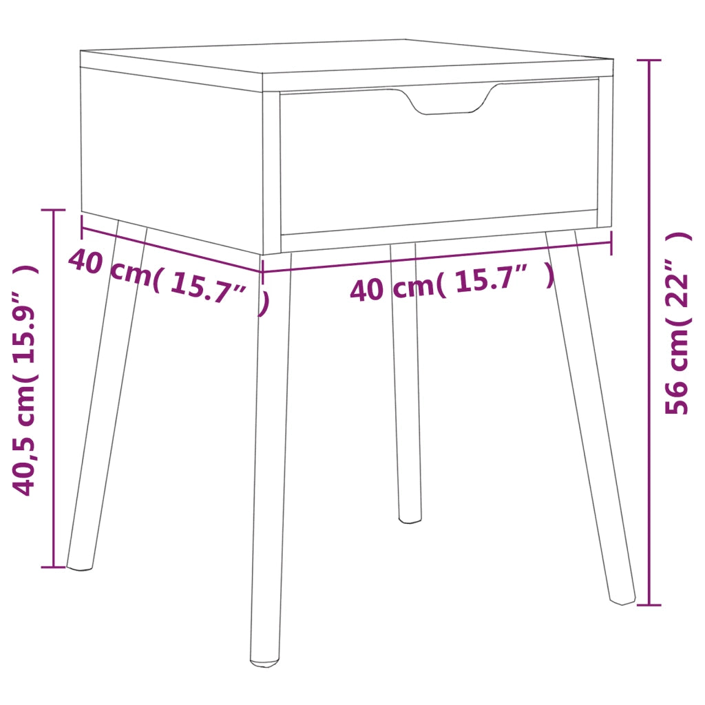 Set di 2 Comodini | Armadio da Notte | Mobiletto da notte Rovere Fumo 40x40x56 cm in Legno Multistrato