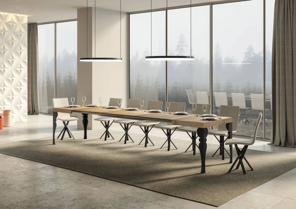 Tavolo allungabile 90x200/460 cm Paxor quercia natura telaio Antracite