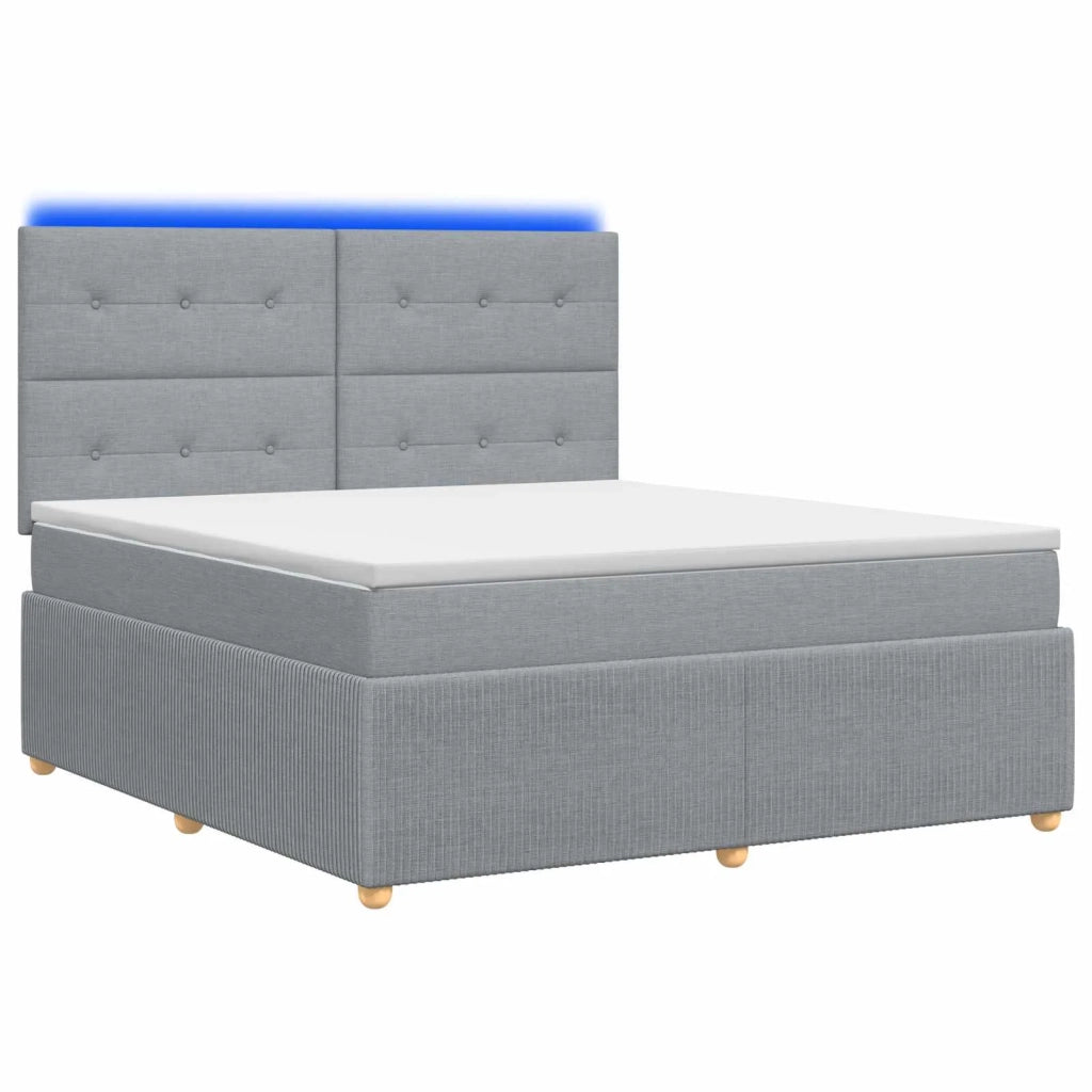 Letto Box Spring LED con Materasso Grigio Chiaro 160 x 200 cm 3455895