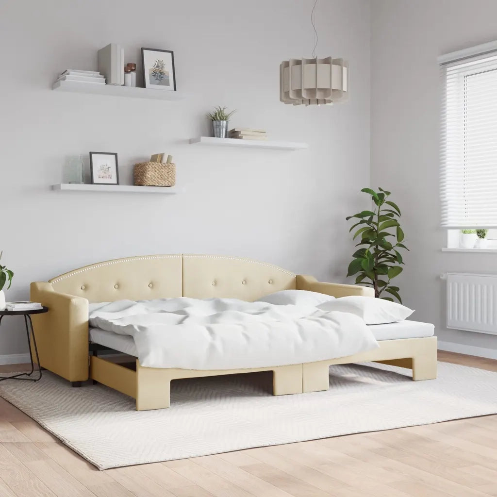 Divano letto | Sof¨¤ letto | Letto singolo Estraibile Crema 80x200 cm Tessuto