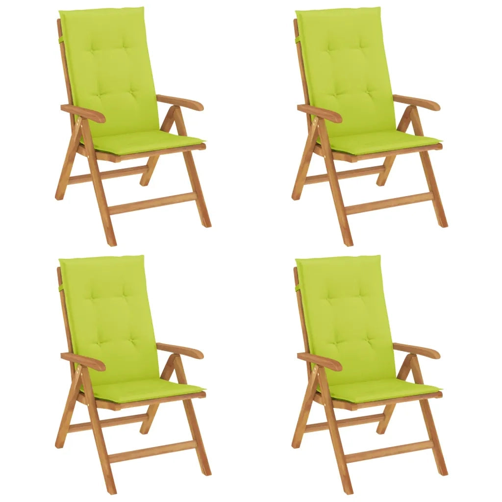 Sedie da Giardino Reclinabili con Cuscini 4 pz in Legno di Teak 3196474