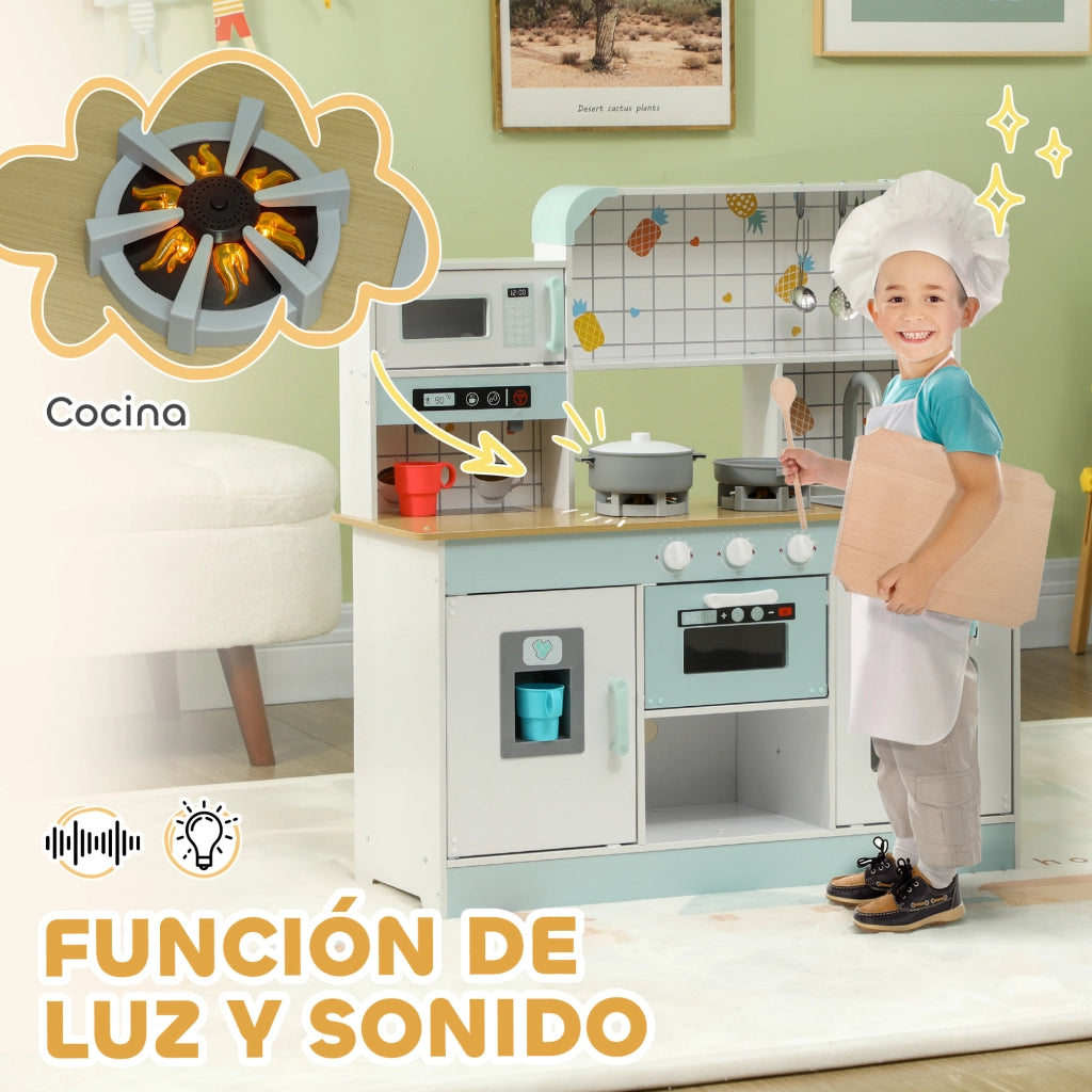 Cucina Giocattolo per Bambini con Suoni Lavello Rubinetto Microonde Macchina Caff¨¨ Ghiaccio ¨C Xylo ¨C Bianco