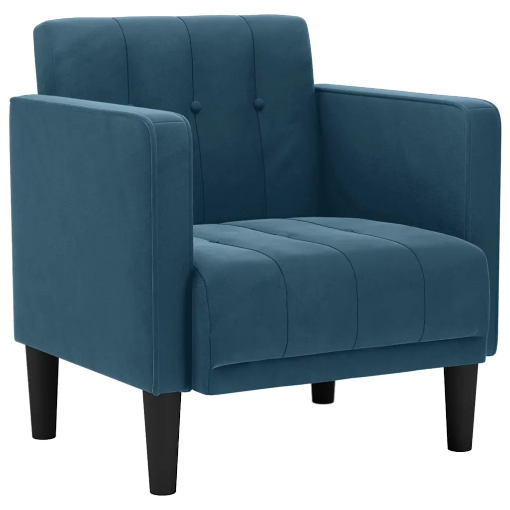 Divano Sedia con Braccioli-Poltrona-Sofa Relax Blu 53 cm in Velluto