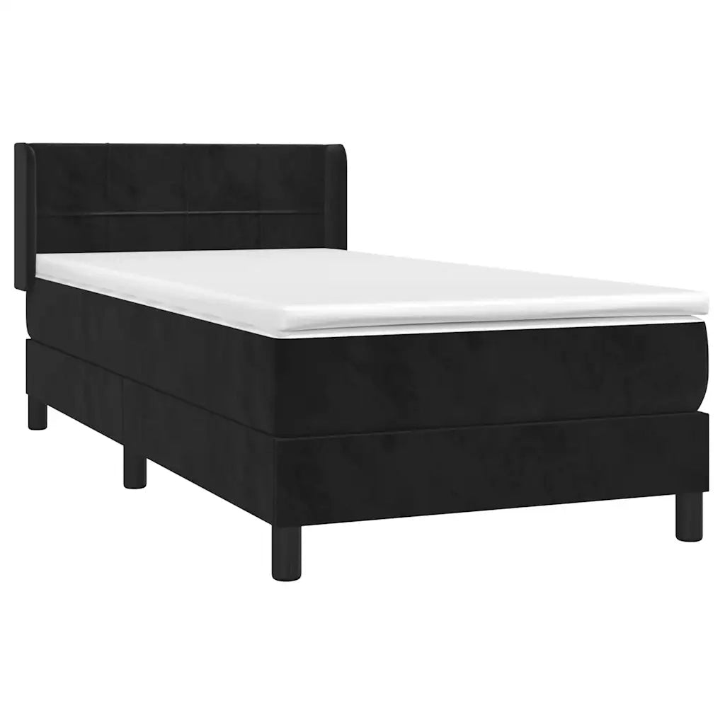 Giroletto a Molle con Materasso-Struttura Letto Nero 100x200 cm in Velluto 183899