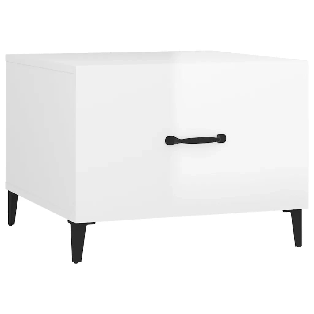 Tavolino Salotto con Gambe in Metallo Bianco Lucido 50x50x40cm 812738