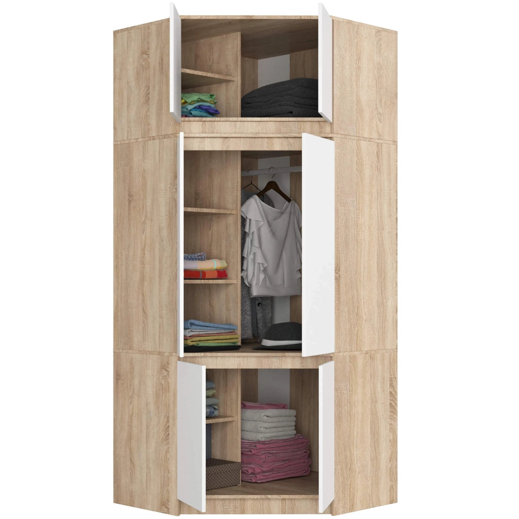 Sopralzo per armadio AKORD S100 Sonoma Quercia 100 cm 2 ante inserto frontale Bianco 100x50x55 cm