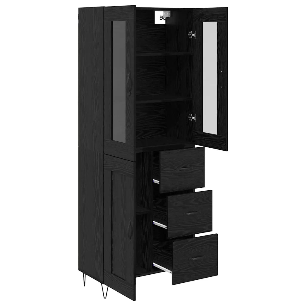 Credenza-Buffet-Armadio da cucina Rovere Nero 69,5 x 34 x 180 cm Legno multistrato 267211