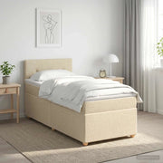 Letto box spring con materasso Crema 90 x 200 cm Tessuto 3450872