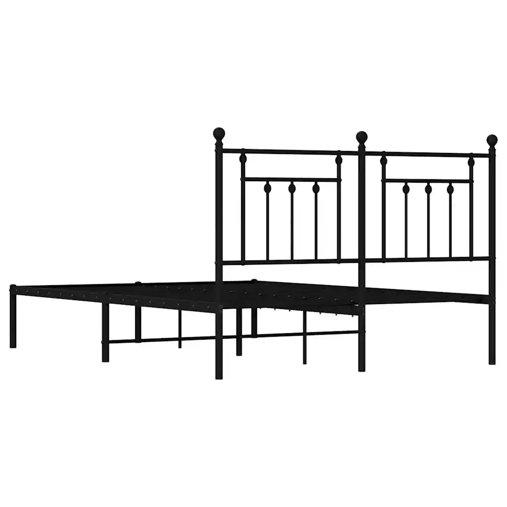 Giroletto con Testiera-Struttura Letto con testiera in Metallo Nero 140x190 cm 824182