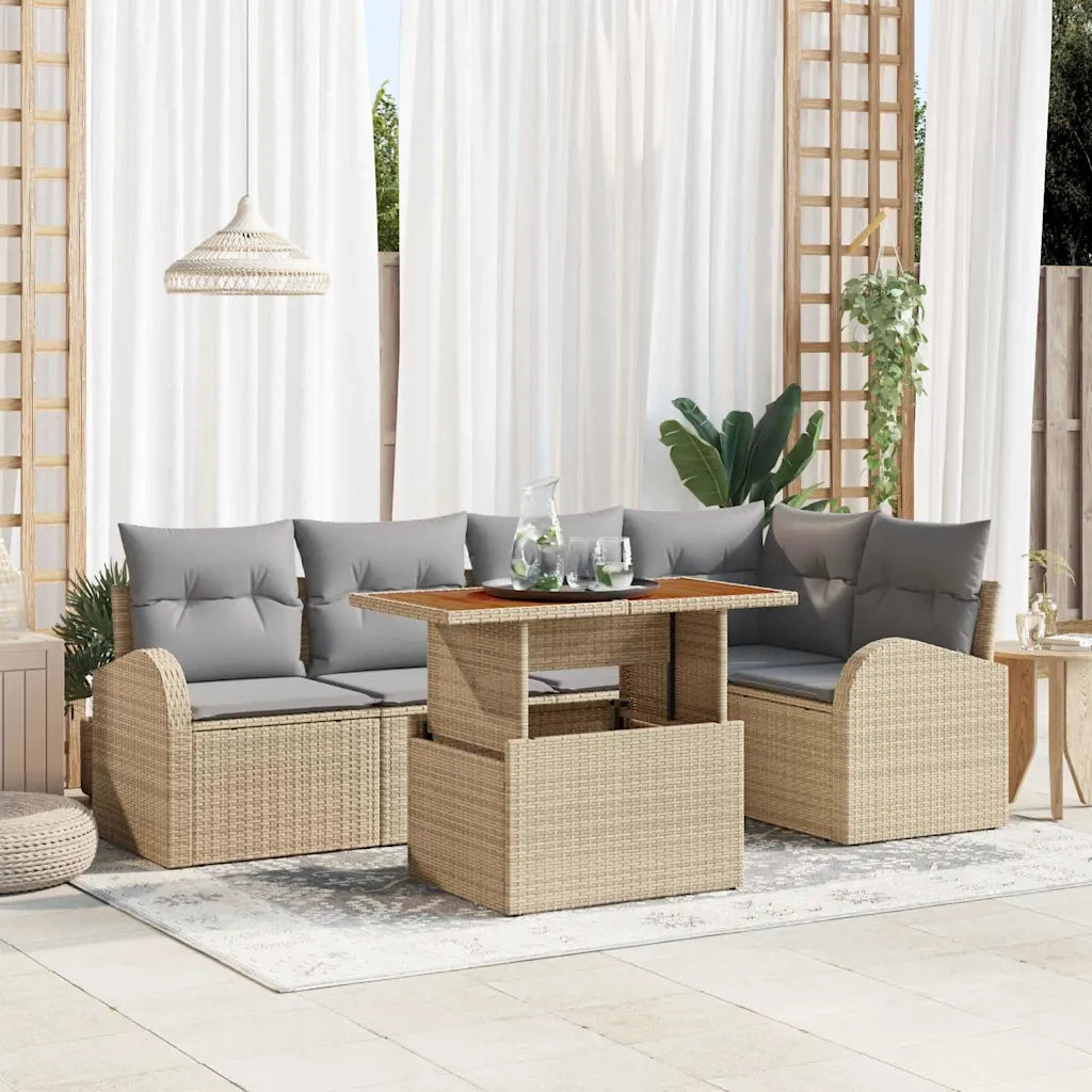 Set Divano da Giardino 6 pcs Beige Poly Rattan 3358324