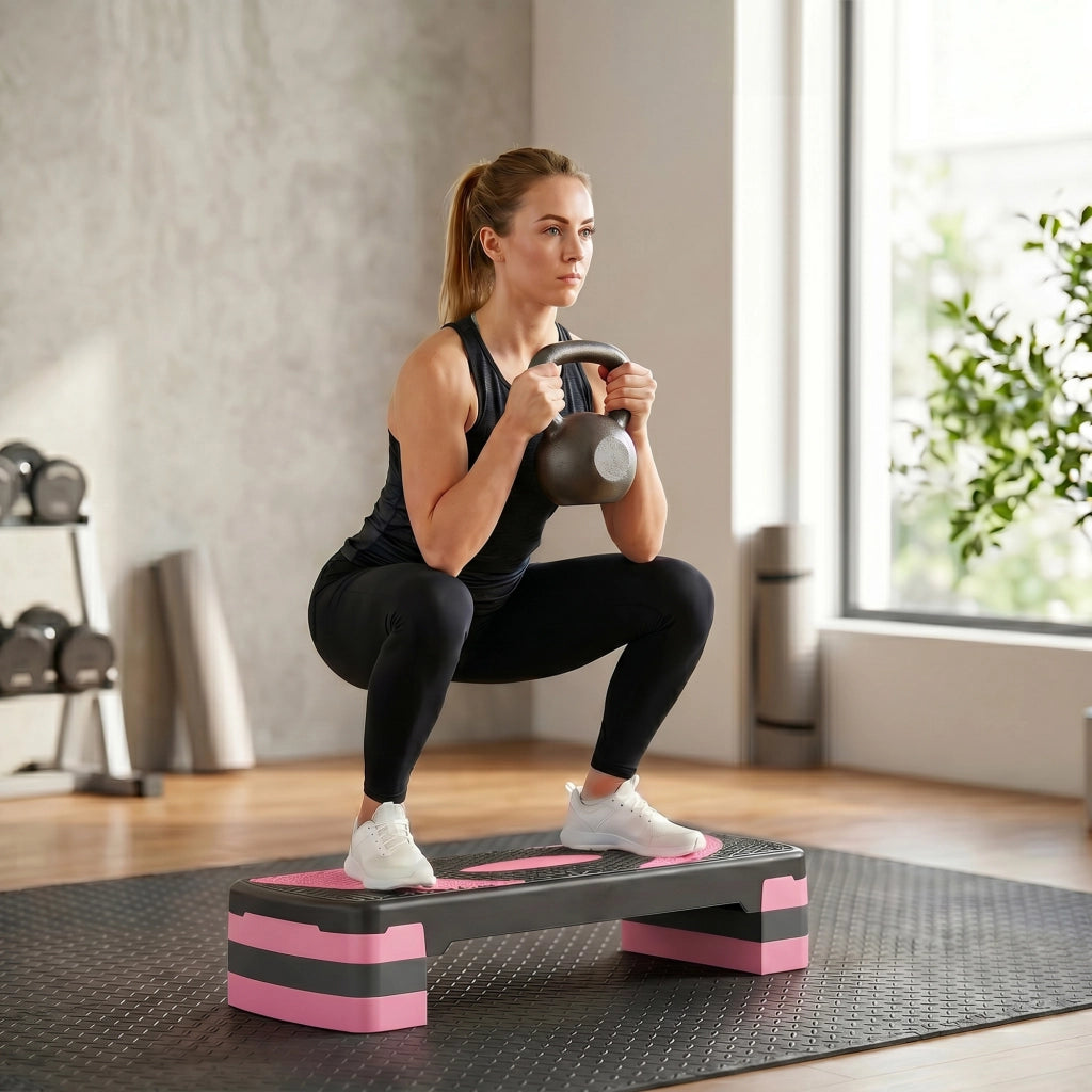 Step Aerobico Fitness Antiscivolo Regolabile 3 Altezze ¨C Minimal ¨C 80x31x20 cm Rosa