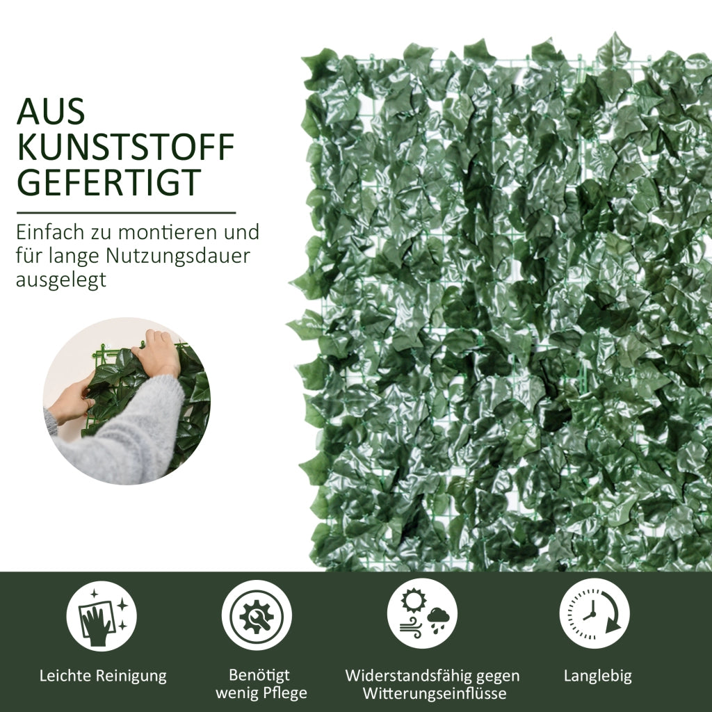 Siepe artificiale, siepe per la privacy, 300 x 150 cm, verde scuro, per giardino, balcone, decorazione murale