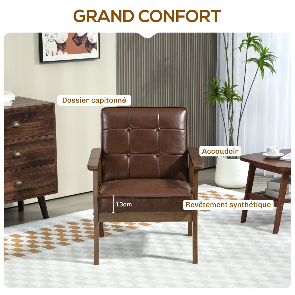 Poltrona ¨C Minimal ¨C Cuoio Sintetico Marrone 64x73x81