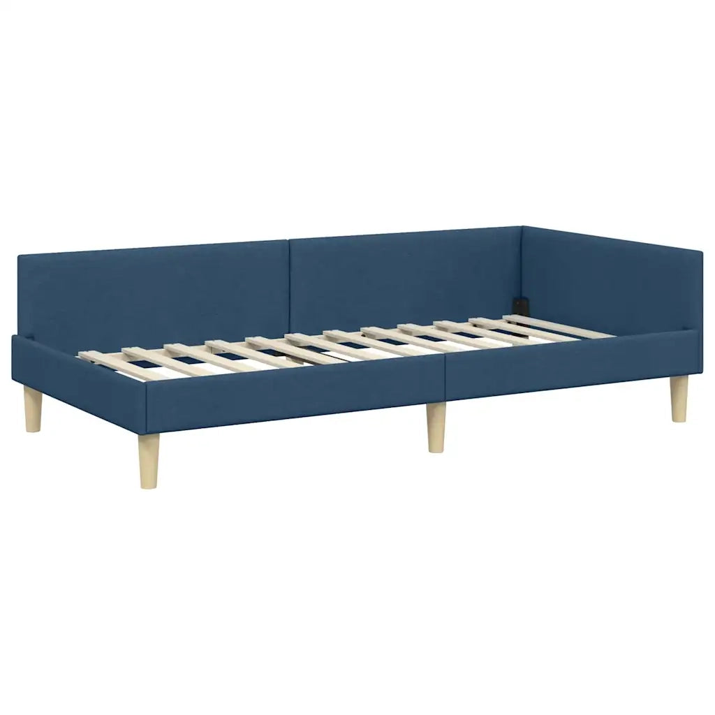 Letto singolo | Letto per adulti | Struttura Letto Angolare con Materasso 2 pcs Blu Tessuto