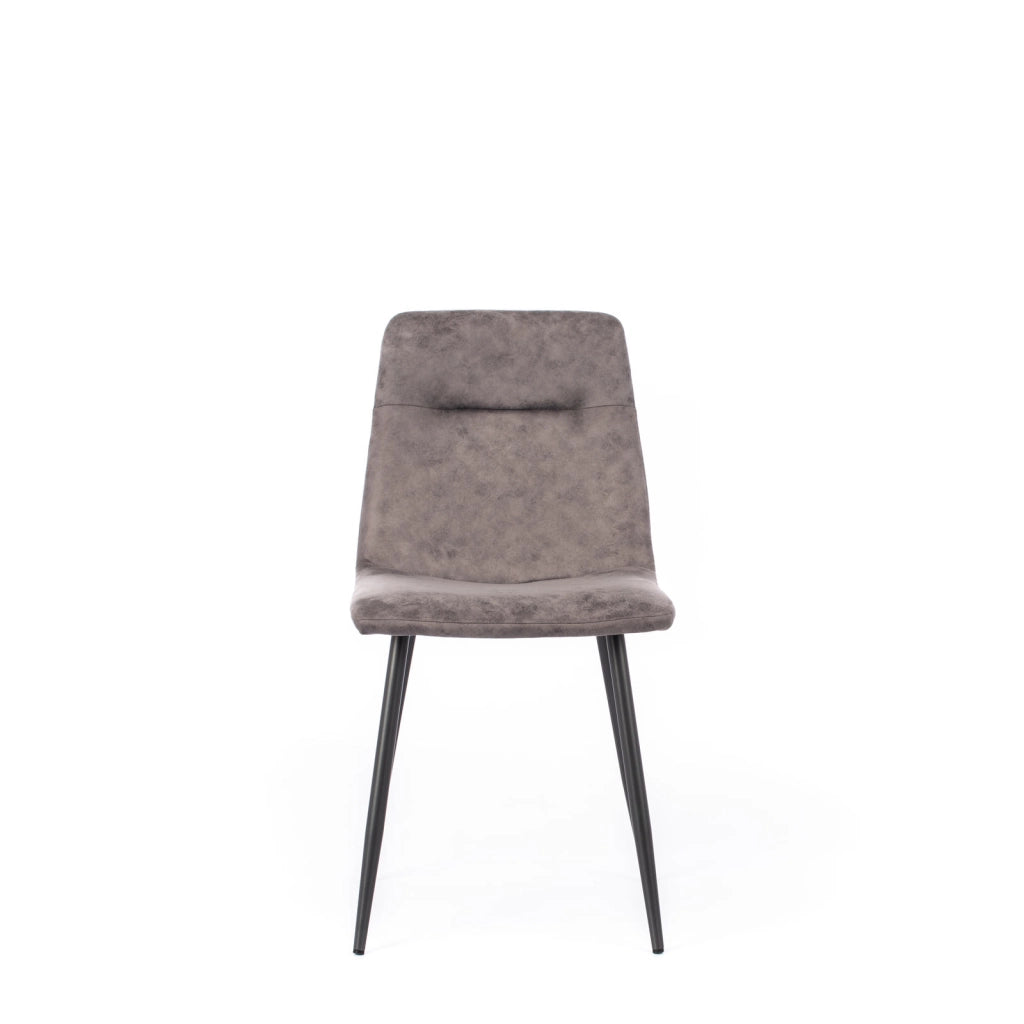 Sedia Lea con Struttura in Metallo e Seduta in Similpelle Grigio Vintage - Design Moderno Ergonomico 48.5 x 49 x 88 cm per Interni