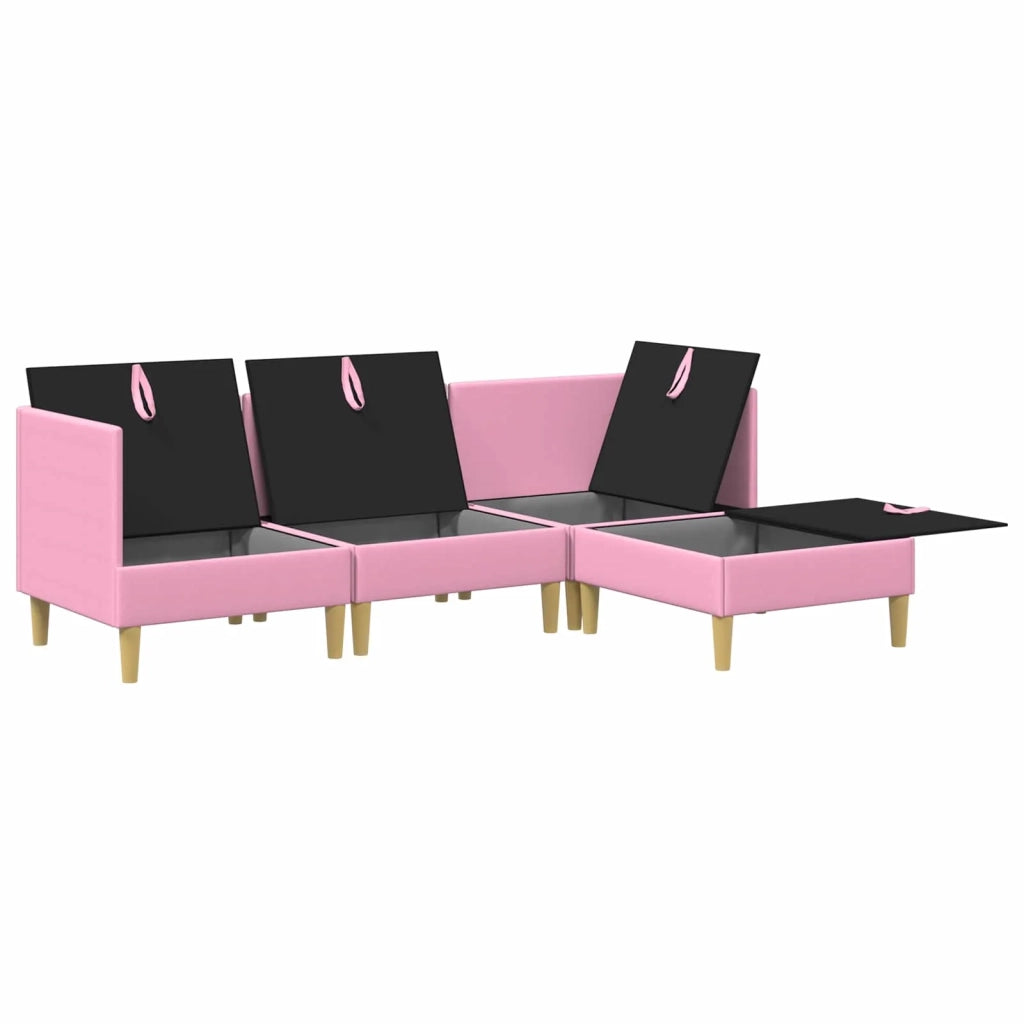 Set di mobili per il soggiorno con cuscino 4 pcs Rosa Tessuto 3413725
