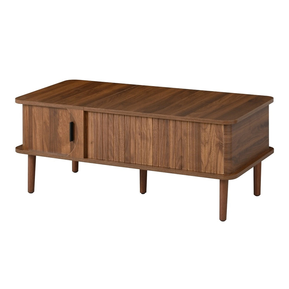 Tavolino da Salotto Moderno ¨C Xylo ¨C Effetto Noce, Piano Regolabile, Legno, Ante Scorrevoli