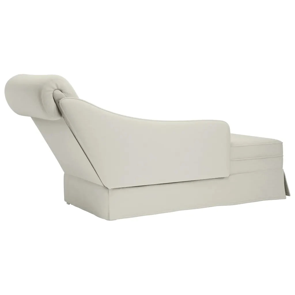 Sdraio con Capezzale e Bracciolo Destro in Velluto Crema 4009789