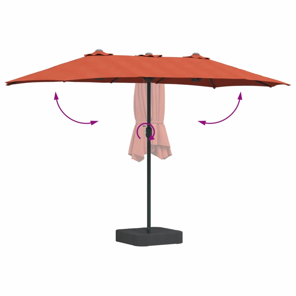 Ombrello da giardino-Ombrellone da spiaggia Terracotta 385 x 209 x 244 cm Poliestere