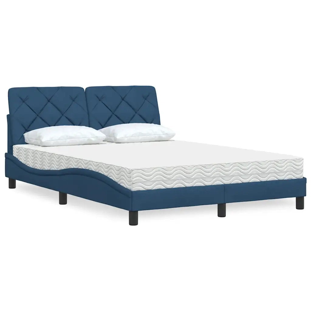 Letto con Materasso Blu 140x200 cm in Tessuto 3310747