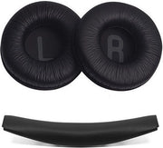 Compatibile con i caschi JBL T450 BT, T500 BT, Tune 600, 510BT, JR300, orecchini comodi e morbidi in pelle con schiuma di poliuretano e isolamento acustico, nero