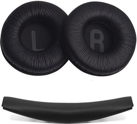 Compatibile con i caschi JBL T450 BT, T500 BT, Tune 600, 510BT, JR300, orecchini comodi e morbidi in pelle con schiuma di poliuretano e isolamento acustico, nero